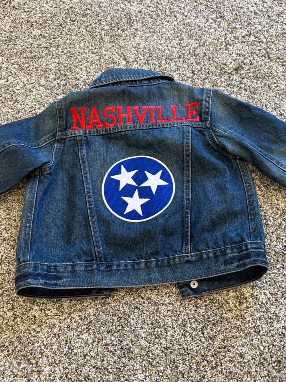 The Children's Place Blue Denim Jacket with Red Nashville Patch